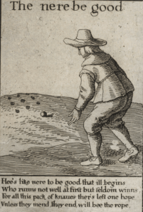 Nine-pin bowler in the 1630s