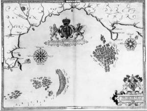 Augustine Ryther engraving, note Exeter top right. 