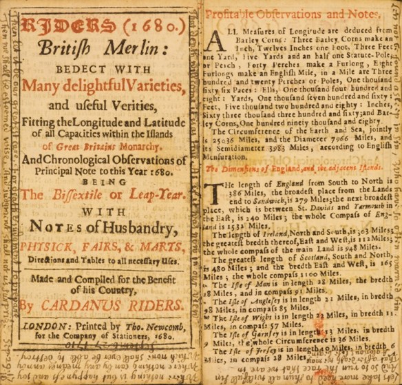 One of Bufton's almanacs, including a scrawl of notes in every available margin.