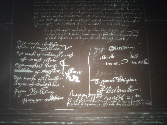 Signatures on a petition from Somerset