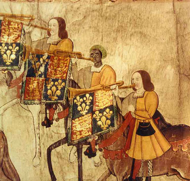 John Blanke Black Trumpeter (detail from1511 Westminster Tournament Roll) 