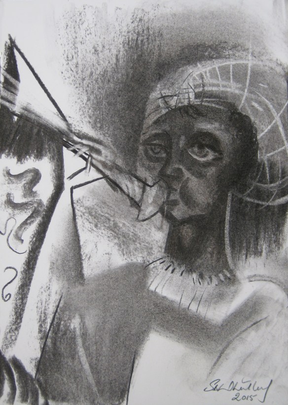 Stephen B. Whatley, Tribute to John Blanke, (2015), Charcoal on paper, A4