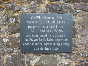Plaque at Sampford Courtenay, courtesy of John Palmer