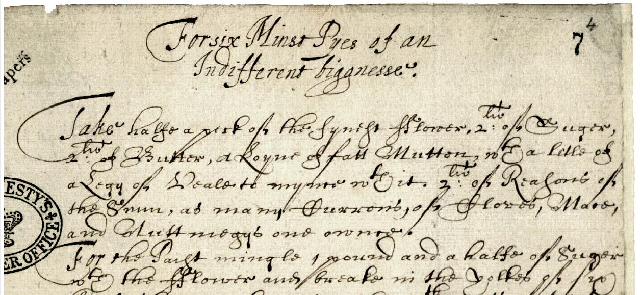 For six Minst Pyes of an Indifferent biggnesse (TNA)