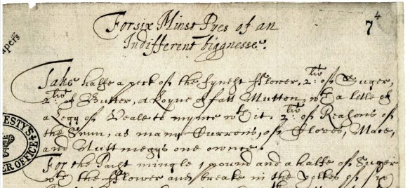 For six Minst Pyes of an Indifferent biggnesse (TNA)